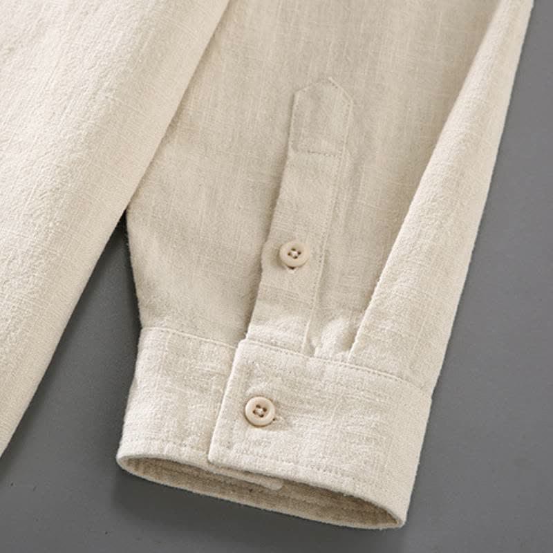 Buddha Stones Spring Fall Casual Minimalist Button-Up Solid Ramie Shirt Pants Men's Meditation Cloth With Pockets - image 10