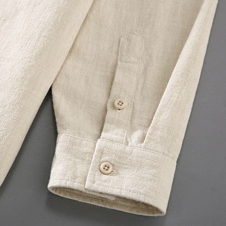 Buddha Stones Spring Fall Casual Minimalist Button-Up Solid Ramie Shirt Pants Men's Meditation Cloth With Pockets - image 10