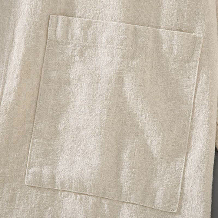 Buddha Stones Spring Fall Casual Minimalist Button-Up Solid Ramie Shirt Pants Men's Meditation Cloth With Pockets - image 9