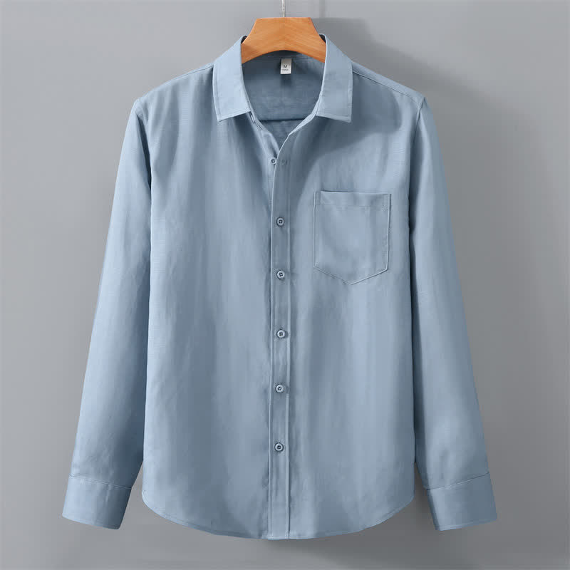 Buddha Stones 2Pcs Spring Fall Casual Button-Up Solid Shirt Pants Men's Meditation Cloth With Pockets - image 14