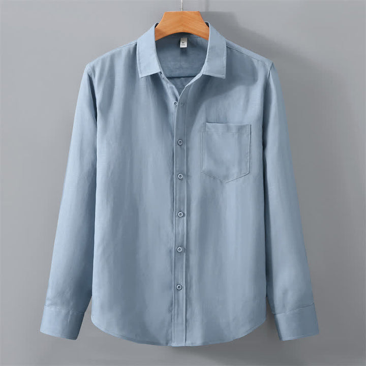 Buddha Stones 2Pcs Spring Fall Casual Button-Up Solid Shirt Pants Men's Meditation Cloth With Pockets - image 14