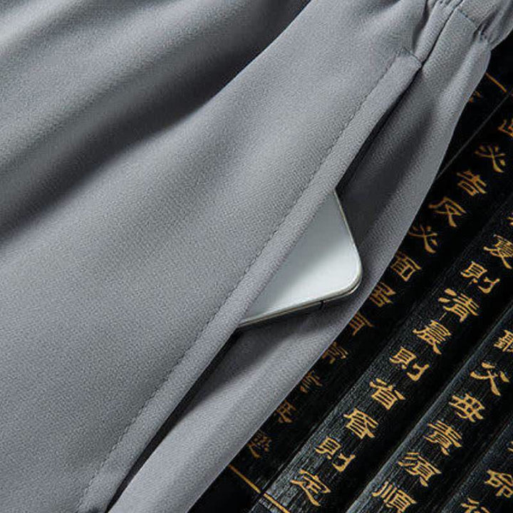 Buddha Stones Spring 2Pcs Fall Tang Style Mandarin Collar Frog Button Embroidery Dragon Shirt Pants Men's Meditation Cloth With Pockets - image 7