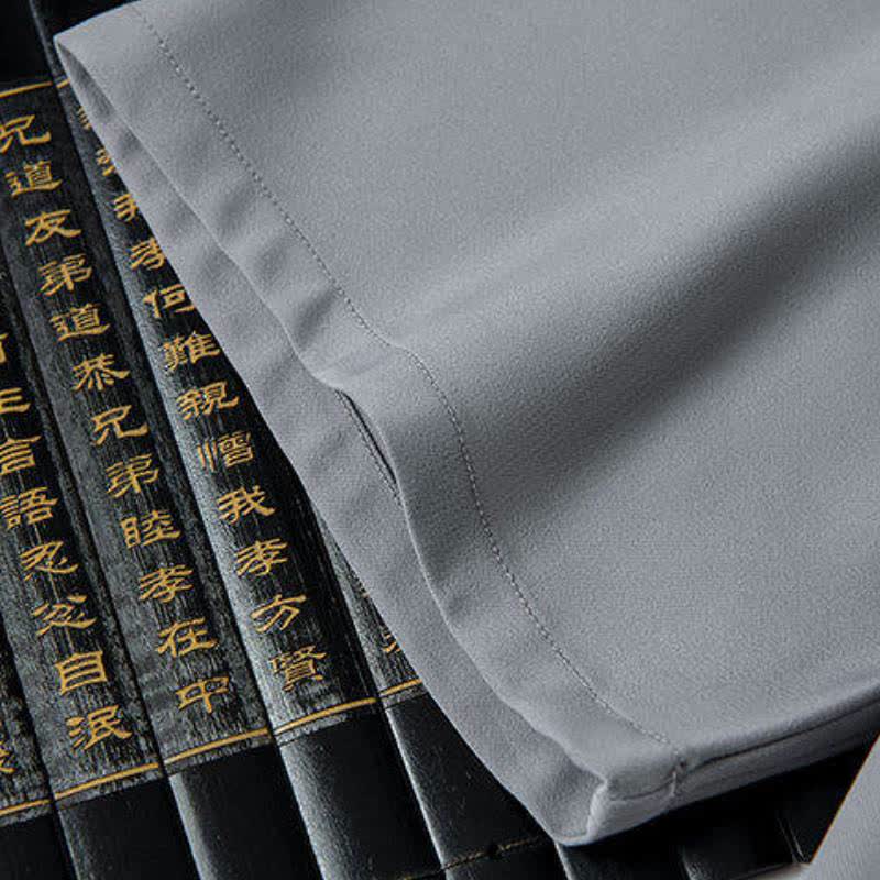 Buddha Stones Spring 2Pcs Fall Tang Style Mandarin Collar Frog Button Embroidery Dragon Shirt Pants Men's Meditation Cloth With Pockets - image 8