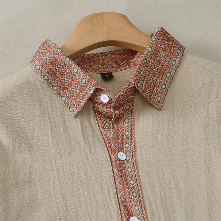 Buddha Stones Spring Fall Casual Vintage Button-Up Geometric Men's Long Sleeve Shirts - image 18