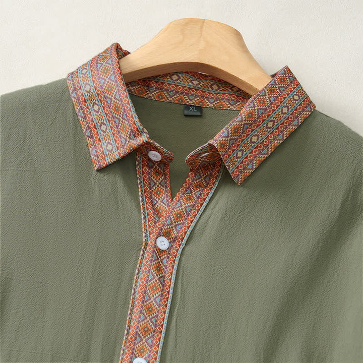 Buddha Stones Spring Fall Casual Vintage Button-Up Geometric Men's Long Sleeve Shirts - image 13