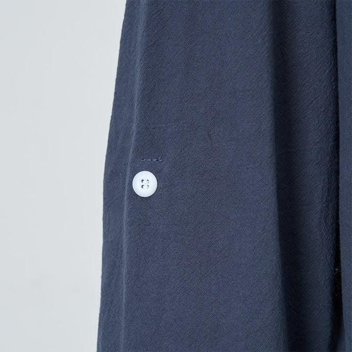 Buddha Stones Spring Fall Casual Tang Style Drawstring Solid Cotton Linen Men's Long Sleeve Shirts - image 5