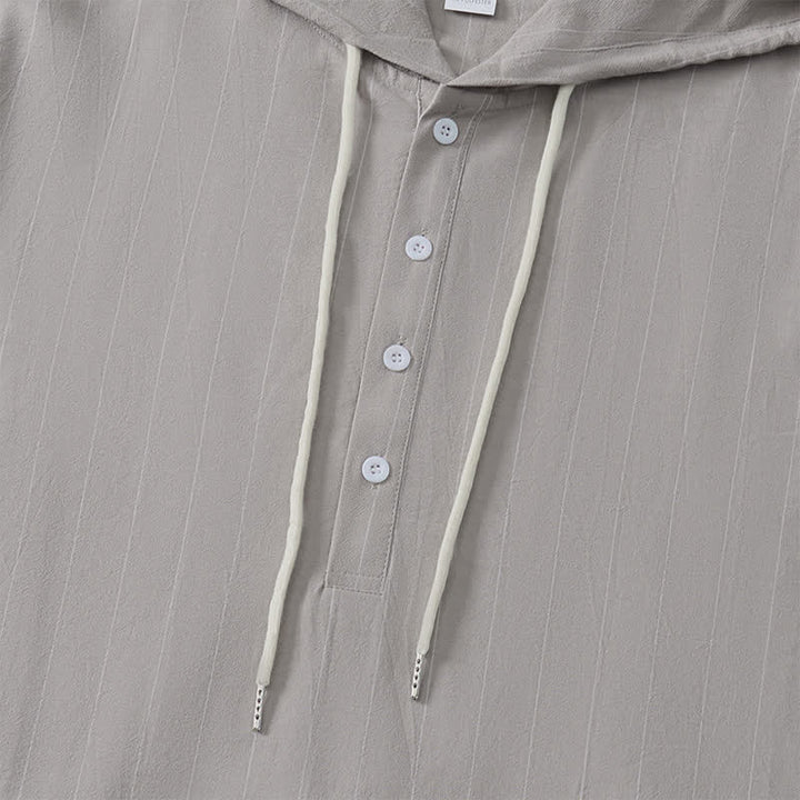 Buddha Stones Spring Casual Minimalist Drawstring Striped Men's Long Sleeve Shirts - image 23