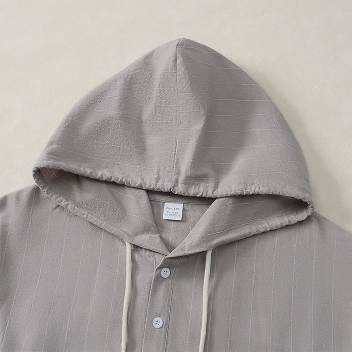 Buddha Stones Spring Casual Minimalist Drawstring Striped Men's Long Sleeve Shirts - image 22