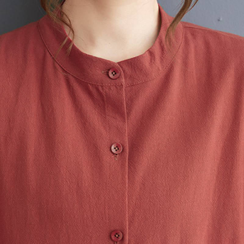Buddha Stones Fall Casual Vintage Mandarin Collar Button-Up Solid Lace-up Women's Long Sleeve Dress With Pockets - image 13