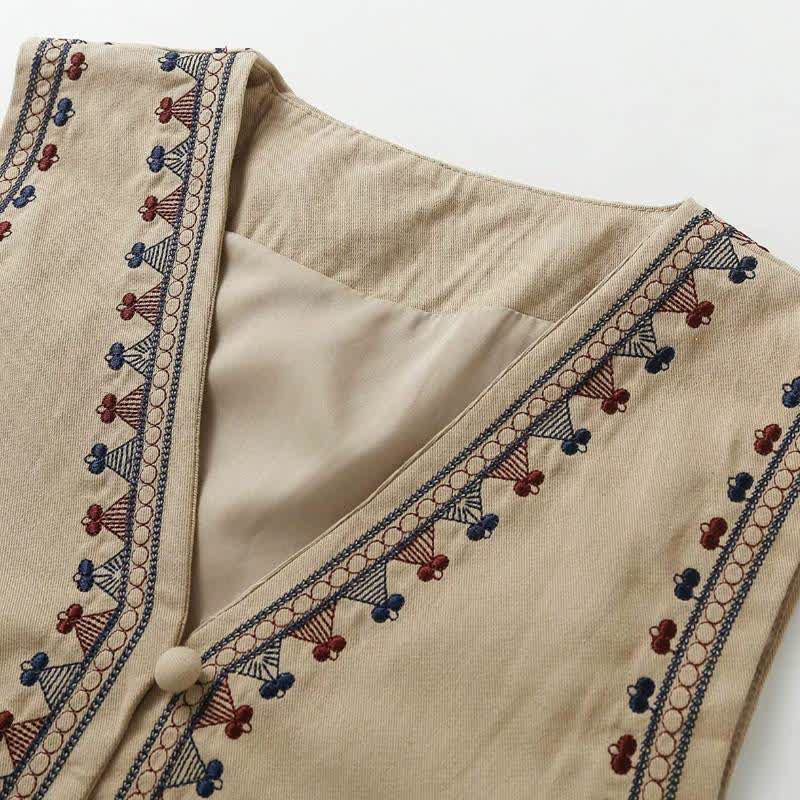 Buddha Stones Summer Boho Vintage Embroidery Geometric Tank Top Women's Sleeveless Shirts - image 2