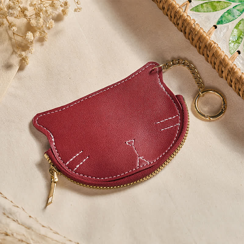 Buddha Stones Vintage Cat Shape Zipper Leather Charm Purse - image 12