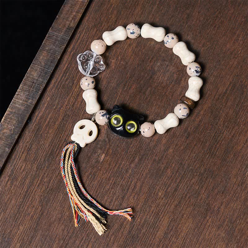 Buddha Stones Cat Skull Bone Design Courage Bracelet - Skull(Change ♥ Courage) - image 0