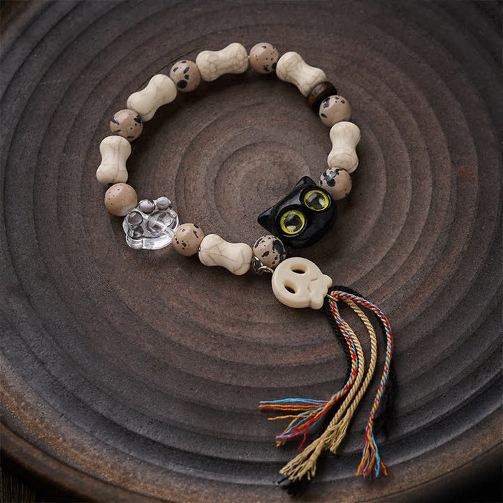 Buddha Stones Cat Skull Bone Design Courage Bracelet - image 2