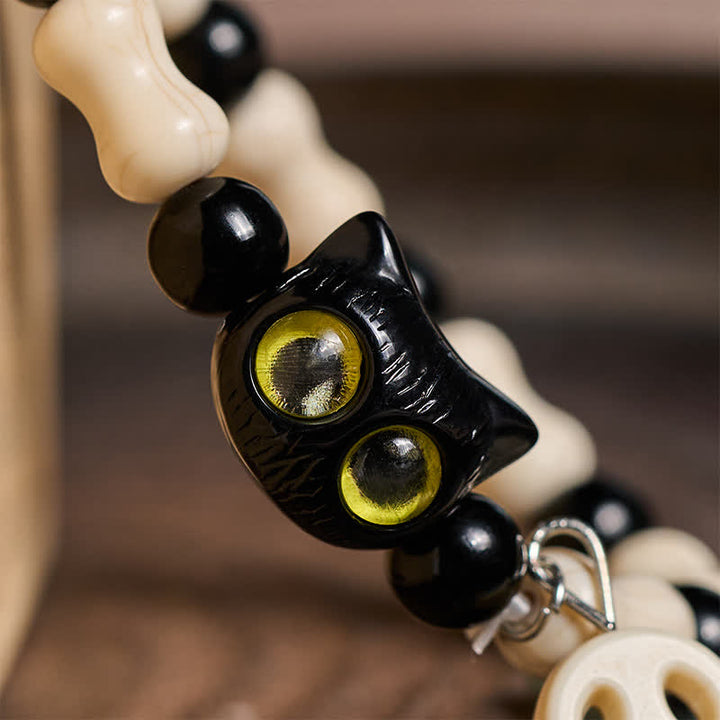 Buddha Stones Skull Black Cat Beaded Strength Bracelet - image 12