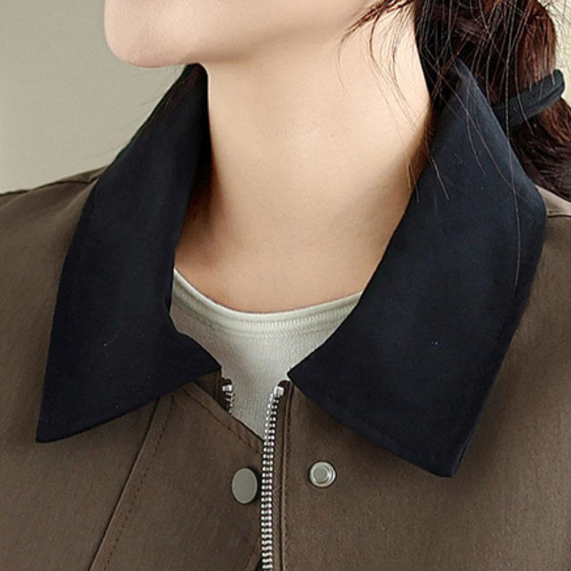 Buddha Stones Spring Fall Retro Minimalist Solid Women's Jacket With Pocket - image 7
