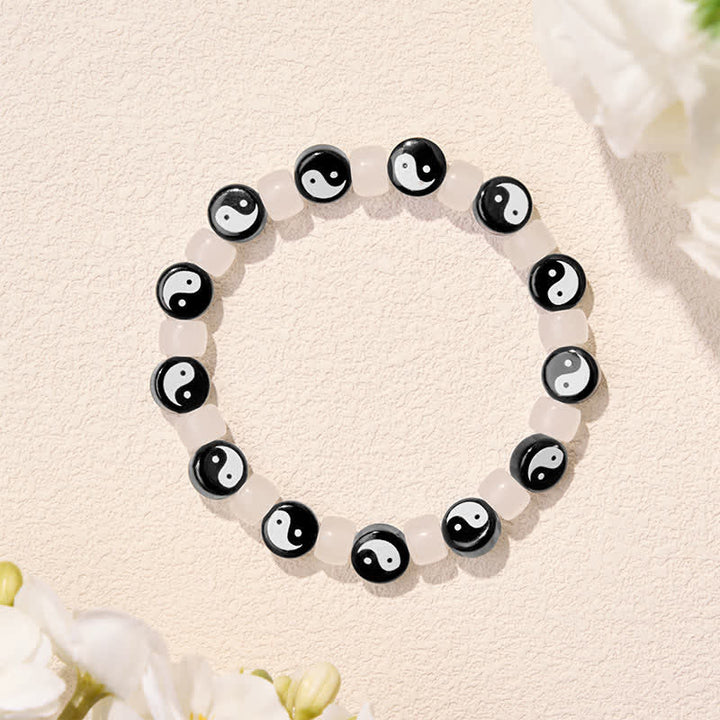 Buddha Stones Liuli Yin Yang Black And White Beads Balance Bracelet - image 5