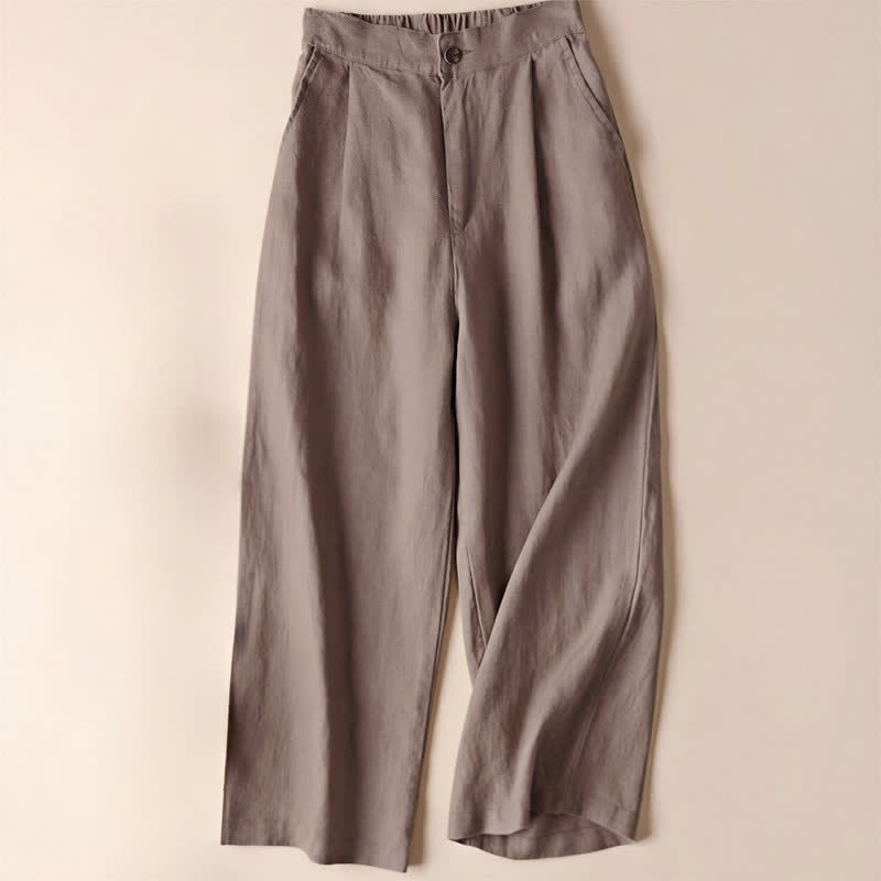 Buddha Stones Commute Solid Color 7-8 Length Women's Wide Leg Pants With Pockets - Tan - US12，UK/AU16，EU44 (3XL) - image 16
