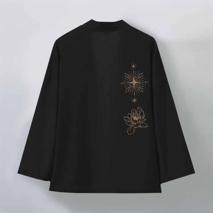Buddha Stones Cotton Radiant Lotus Starburst Pattern Open Front Men's Kimono - image 2