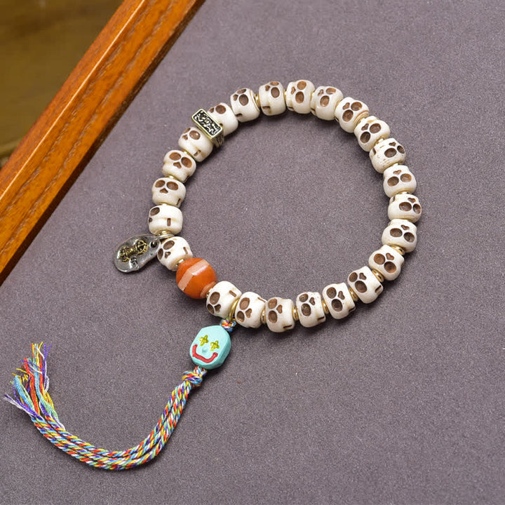 Buddha Stones Tibetan Bone Beads Lord of the Corpse Forest Skull Pattern Grounding Bracelet - image 4