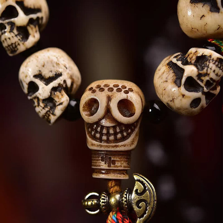 Buddha Stones Tibetan Hand Carved Bone Bead Lord of the Corpse Forest Pattern Protection Bracelet - image 4