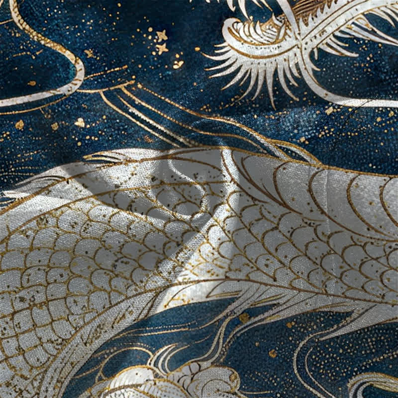 Buddha Stones Cotton Celestial Dragon Swirl Cloud Pattern Open Front Men's Kimono - image 5