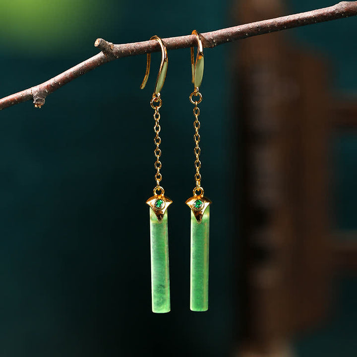 Buddha Stones Gold Plated Copper Slim Drop Grounding Earrings - Rectangular Vintage - Copper Ear Hook - image 0