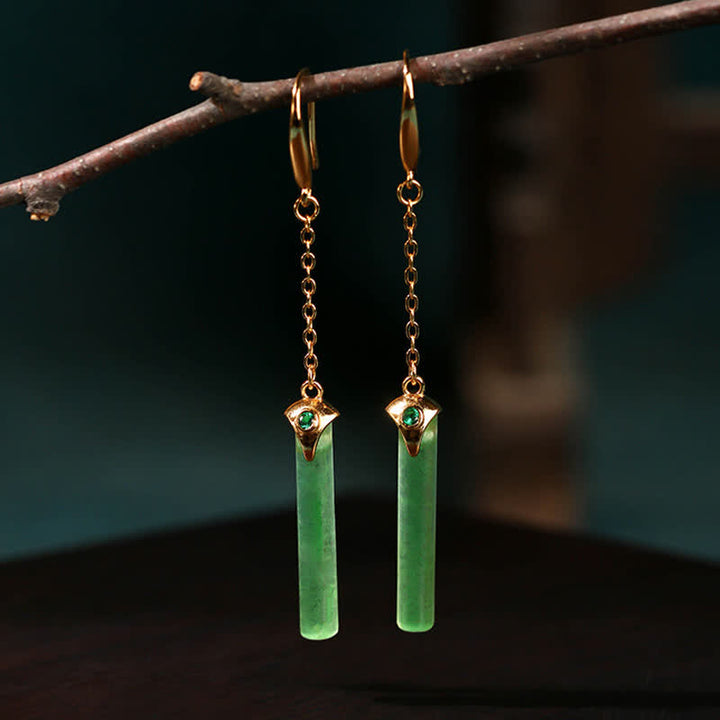 Buddha Stones Gold Plated Copper Slim Drop Grounding Earrings - image 3