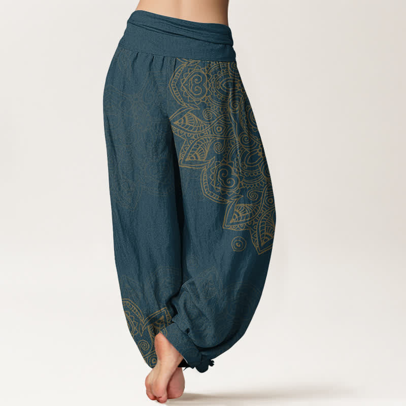 Buddha Stones Cotton Vintage Mandala Vine Pattern Women's Elastic Waist Harem Pants - image 7