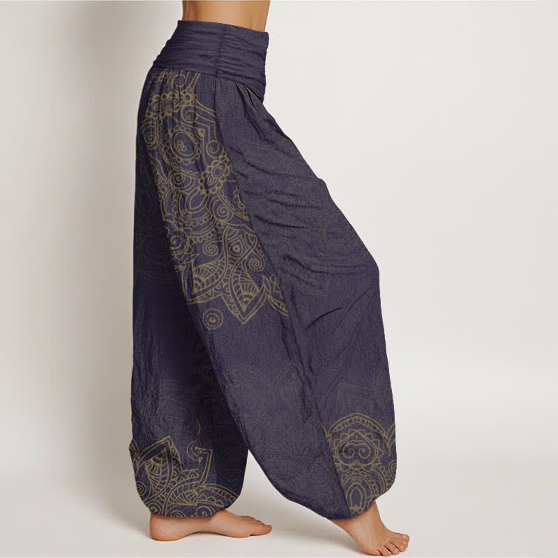 Buddha Stones Cotton Vintage Mandala Vine Pattern Women's Elastic Waist Harem Pants - image 9