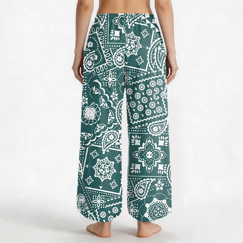 Buddha Stones Cotton Bohemian Paisley Bandana Pattern Women's Elastic Waist Harem Pants With Side Pockets - image 12