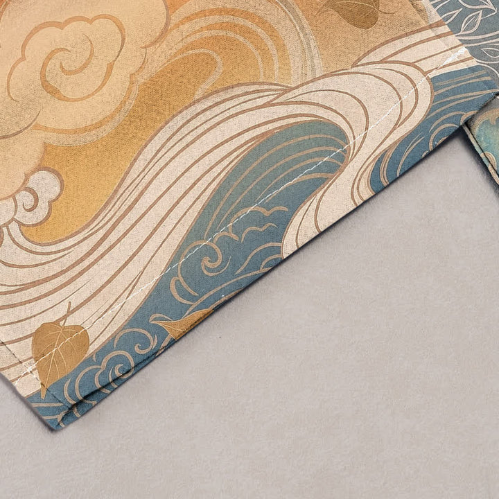 Buddha Stones Pure Cotton Lotus Cloud Gradient Pattern Women's Elastic Waist Pants With Pockets - image 1