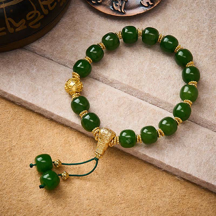 Buddha Stones Cyan Jade Harmony Golden Accent Bracelet - image 4