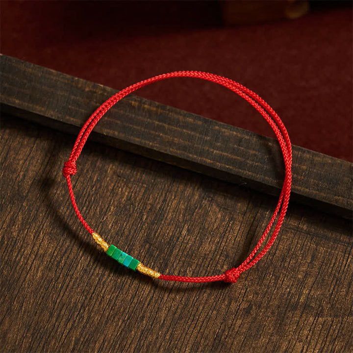 Buddha Stones Ultra-fine Turquoise Square Beads Protection Red Rope Bracelet - image 3