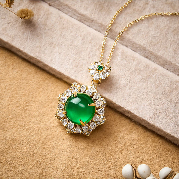 Buddha Stones Round Green Jade Abundance Pendant Necklace - image 2