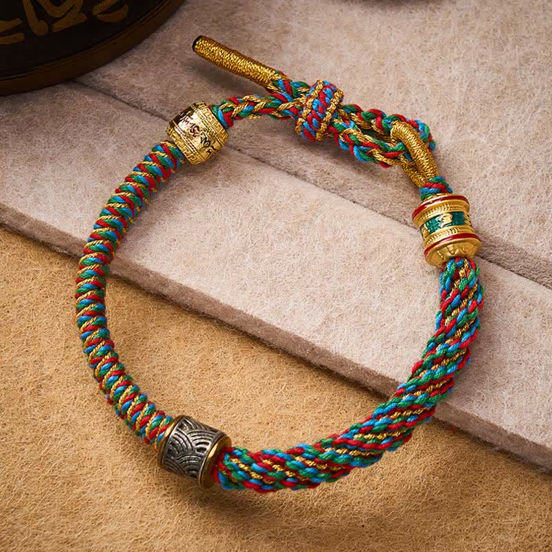 Buddha Stones Hand-Woven Om Mani Padme Hum Five Elements Wuxing Wisdom Tibetan Braided Bracelet - image 1