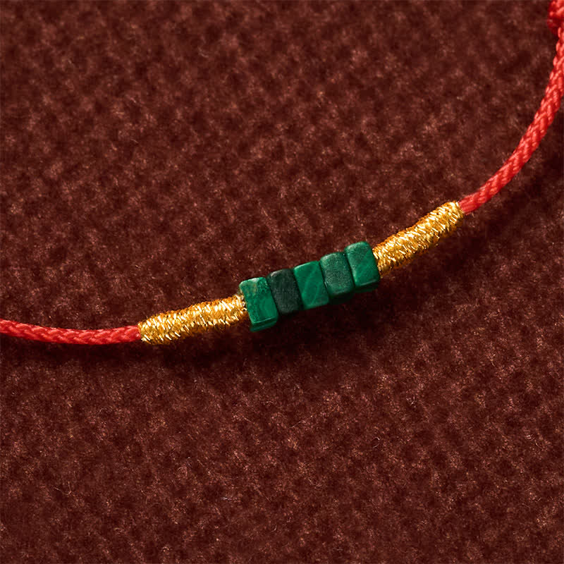 Buddha Stones Natural Ultra-fine Malachite Beads Luck Protection Braided Red Rope Bracelet - image 9
