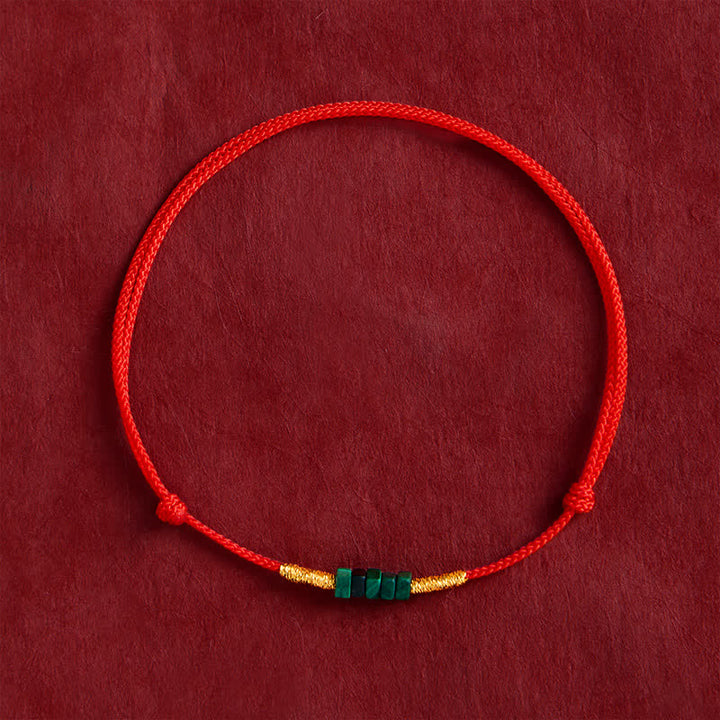 Buddha Stones Natural Ultra-fine Malachite Beads Luck Protection Braided Red Rope Bracelet - image 1