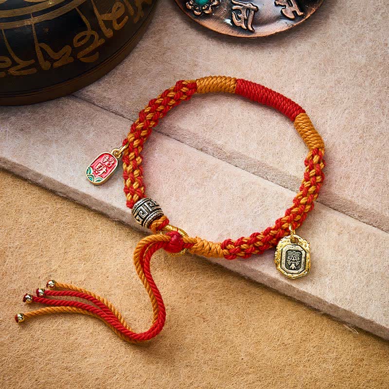 Buddha Stones Tibetan Zakiram Protection Red Orange Multicolor Braided Rope Bracelet - image 2