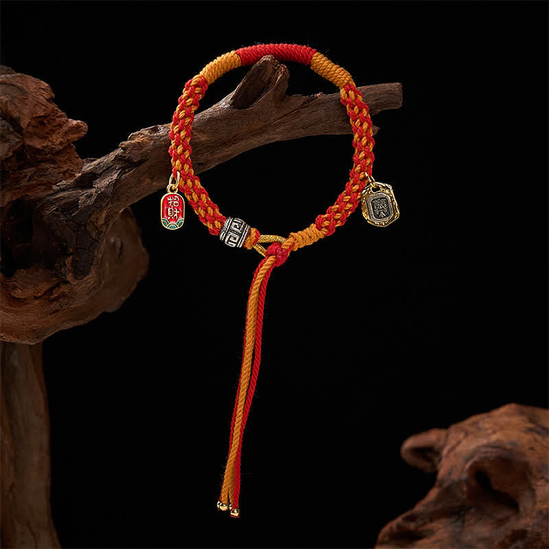 Buddha Stones Tibetan Zakiram Protection Red Orange Multicolor Braided Rope Bracelet - image 4