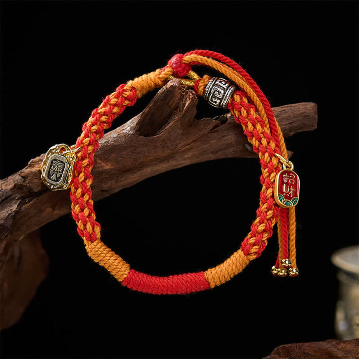 Buddha Stones Tibetan Zakiram Protection Red Orange Multicolor Braided Rope Bracelet - image 3