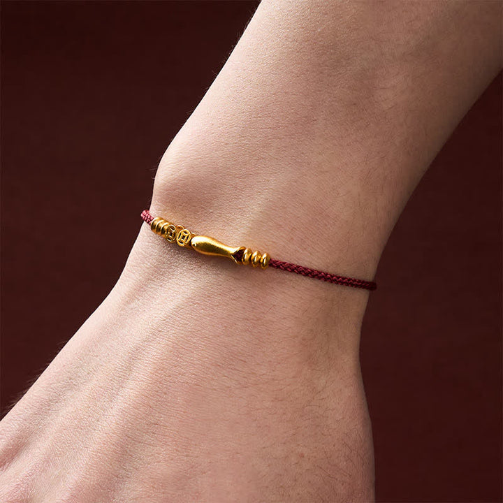 Buddha Stones Hand-Woven Red String Koi Fish Copper Coin Success Bracelet - image 4