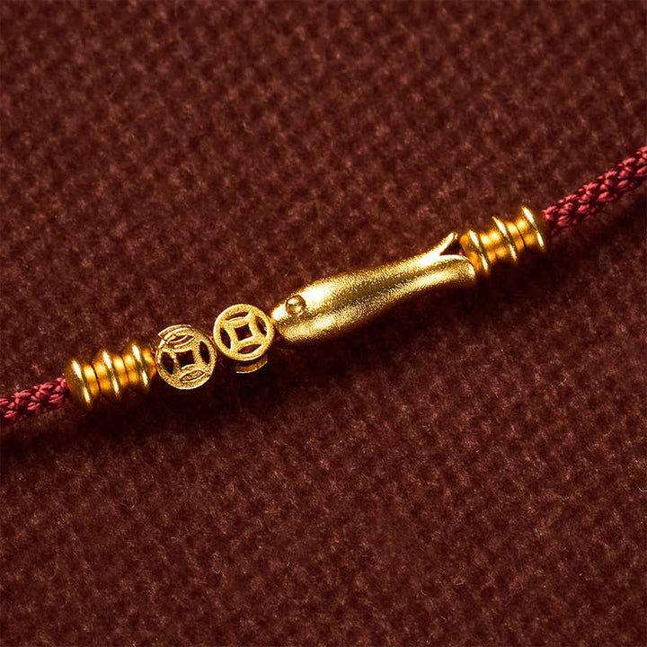 Buddha Stones Hand-Woven Red String Koi Fish Copper Coin Success Bracelet - image 10