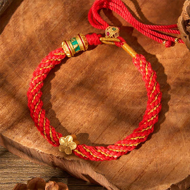 Buddha Stones Hand-Woven Tibetan Om Mani Padme Hum Flower Wisdom Rope Bracelet - image 14