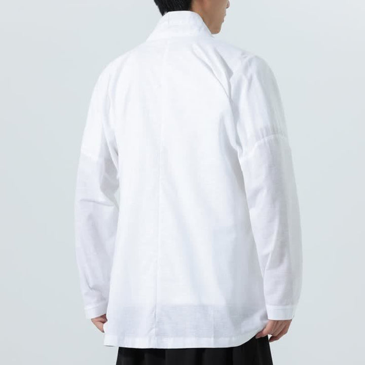 Buddha Stones Fall Minimalist Tang Style Drawstring Solid Men's Kimonos - image 20