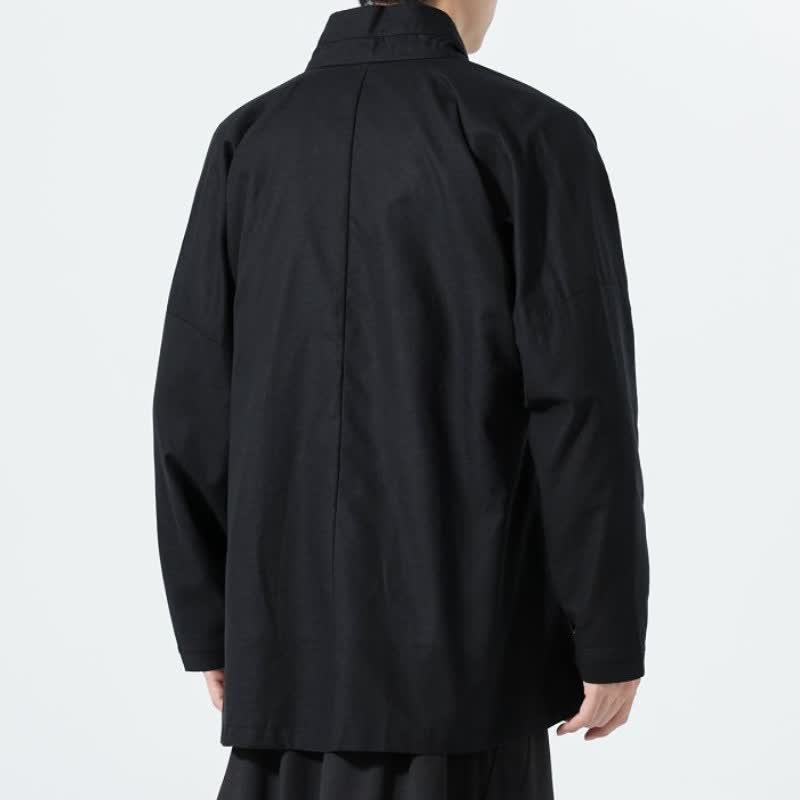 Buddha Stones Fall Minimalist Tang Style Drawstring Solid Men's Kimonos - image 8