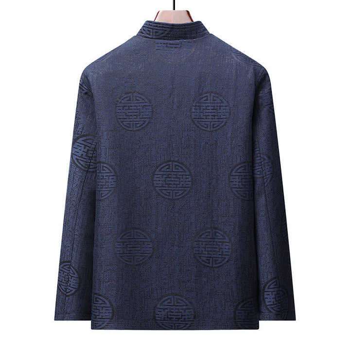 Buddha Stones Fall Winter Vintage Tang Style Frog Button Geometric Men's Jackets With Pocket - image 1