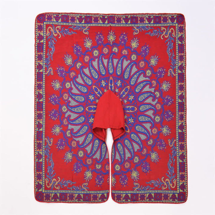 Buddha Stones Fall Winter Hooded Paisley Geometric Boho Poncho Style Shawl - image 16