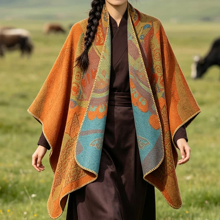 Buddha Stones Fall Winter Koi Fish Clouds Oriental Draped Soft Shawl - image 2