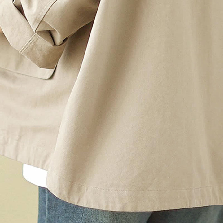 Buddha Stones Fall Casual Minimalist Drawstring Solid Women's Jacket With Pocket - image 7