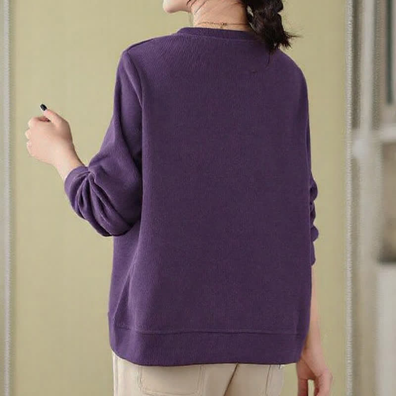 Buddha Stones Fall Winter Minimalist Crew Neck Drawstring Solid Women's Knitwear - image 2